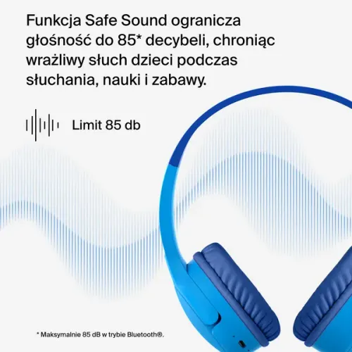 Słuchawki bezprzewodowe Belkin Soundform Mini dla dzieci Nauszne Bluetooth 5.3 Niebieski