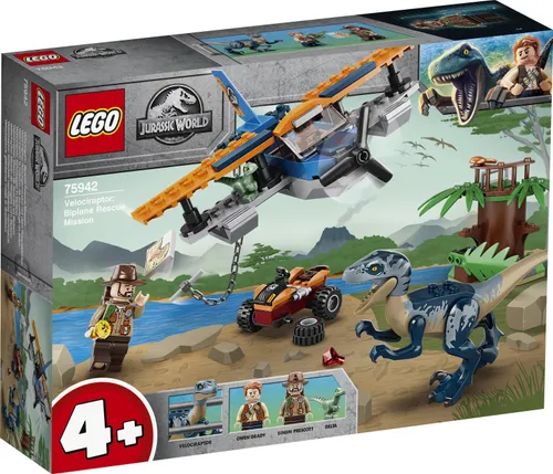 Конструктор Lego Jurassic World велоцираптор: на помощь биплану (75942)