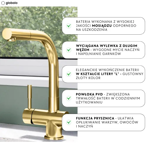 Bateria Globalo Lobio Złoty Mosiądz/Pvd