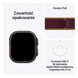 Apple Watch Ultra 4 GPS + Cellular koperta z tytanu czarny 49mm Opaska Trail w kolorze burgunda Rozmiar M/L