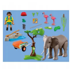 PLAYMOBIL Animal Friends 72068 Słoń z opiekunem zoo, zestaw dla dzieci +4