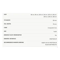 Narty Volkl Peregrine Junior + wiązania vMotion 7.0 130-160 cm 2026