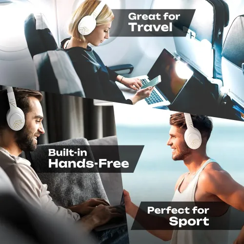 Słuchawki bezprzewodowe PowerLocus P19 White Nauszne Bluetooth 5.3 Biały