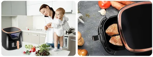 Frytkownica beztłuszczowa Air Fryer BERDSEN BD-652 5l Czarno-złoty