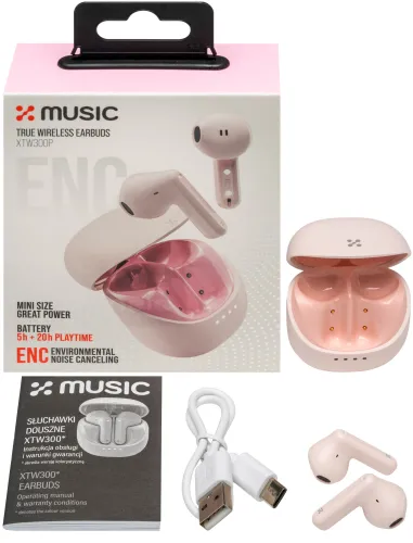 Słuchawki douszne XMUSIC XTW300P Różowy
