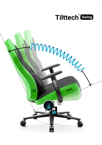 Fotel Diablo Chairs X-Gamer 2.0 Normal Size Gamingowy do 150kg Skóra ECO Tkanina Green emerald