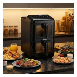 Air Fryer Frytkownica beztłuszczowa BERDSEN BD-663 11.6l z podwójnym koszem i okienkiem do obserwacji postępów gotowania
