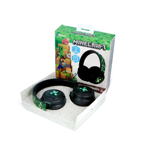 Słuchawki bezprzewodowe z mikrofonem OTL Technologies Minecraft Wireless LED Nauszne Zielony