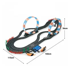 Elektryczny tor samochodowy 600 cm z pętlami LED 2 auta i 2 piloty 2w1 1:43