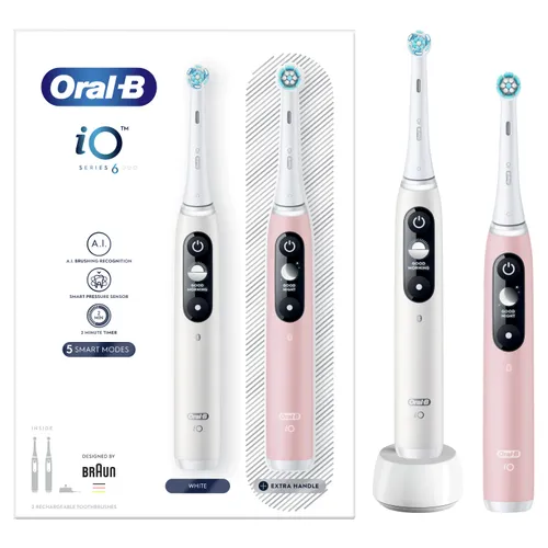 Oral - B магнитная зубная щетка iO Series 6 Duo 2 шт. White / Pink