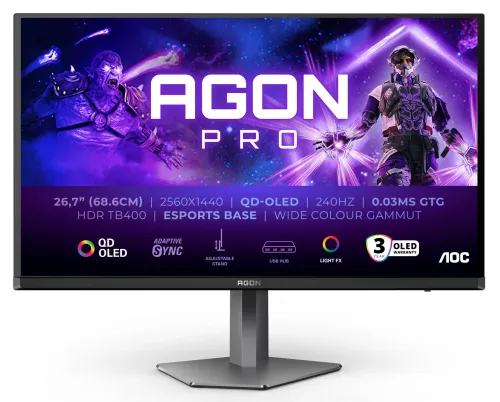 Monitor AOC AGON PRO AG276QZD2 26,7" 2K QD-OLED 240Hz 0,03ms Gamingowy