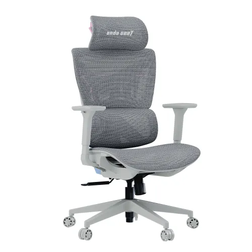 Fotel Anda Seat X-Air Mega XL Mesh Gamingowy do 120kg Tkanina Szaro-różowy