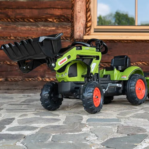 Falk Traktor Claas Zielony z Przyczepą i Łyżką na Pedały od 2-5 lat