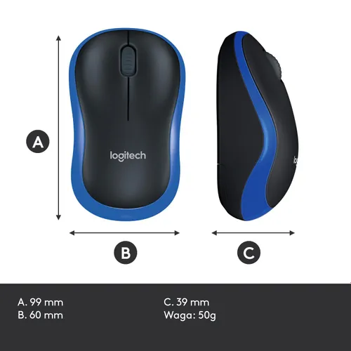 Myszka Logitech M185 Czarno-niebieski