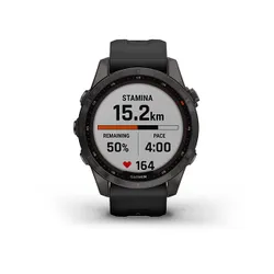 Смарт-часы Garmin FENIX 7S Sapphire Solar титановый угольно-серый DLC с силиконовым ремешком (010-02539-25)