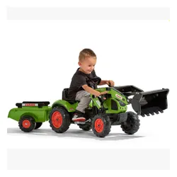 Falk Traktor Claas Zielony z Przyczepą i Łyżką na Pedały od 2-5 lat