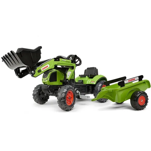 Falk Traktor Claas Zielony z Przyczepą i Łyżką na Pedały od 2-5 lat