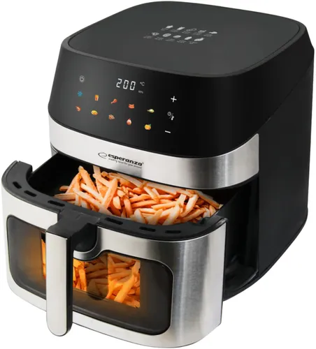 Air Fryer Frytkownica beztłuszczowa ESPERANZA Patate Al Forno 8l z 10 automatycznymi programami i okienkiem do obserwacji postępów gotowania