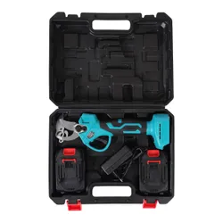 Ogrodowy sekator akumulatorowy elektryczny do gałęzi 2 akumulatory niebieski