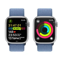 Apple Watch 9 GPS + Cellular 45mm алюминиевый серебристый / зимний синий спортивный браслет