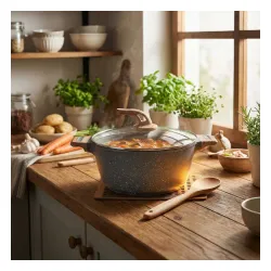 Garnek granitowy typu stone z pokrywką Konighoffer Fegato 6,2 l