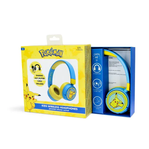 Słuchawki bezprzewodowe z mikrofonem OTL Technologies Pokémon Pikachu Wireless Dla Dzieci Nauszne Niebieski