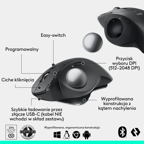Myszka Logitech MX Ergo S bezprzewodowa czarna