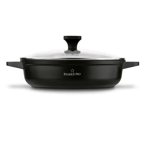 Patelnia na indukcję marmurowa z pokrywką krótkie uchwyty Starke Pro Ochre 28 cm