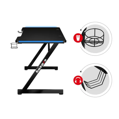 Biurko Huzaro Hero 2.5 RGB LED 120cm Czarny