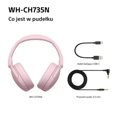Słuchawki bezprzewodowe Sony WH-CH735N ANC Nauszne Bluetooth 6.0 Różowy