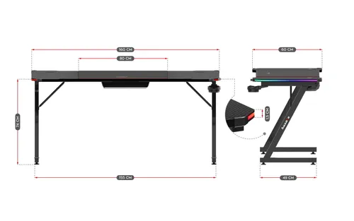 Biurko gamingowe HUZARO Hero 4.8 RGB Czarny