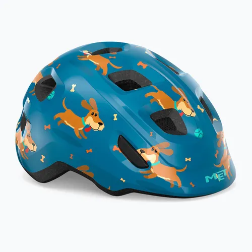 Kask rowerowy dziecięcy MET Hooray blue teckel glossy