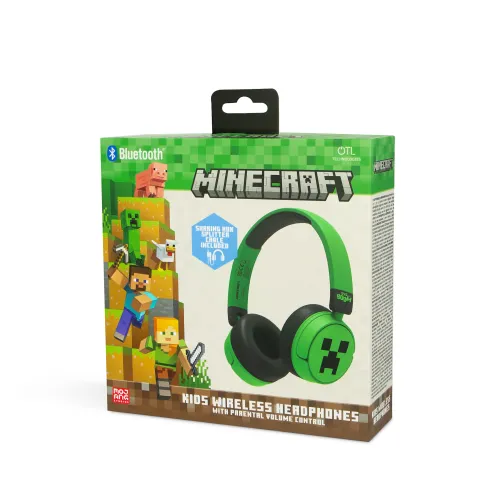 Słuchawki bezprzewodowe z mikrofonem OTL Technologies Minecraft Creeper Kids Wireless Dla Dzieci Nauszne Zielono-czarny