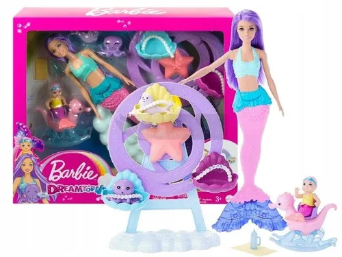 LALKA BARBIE SYRENKA OPIEKA NAD MAŁĄ SYRENKĄ zestaw dla dzieci +3 lata HLC30