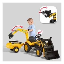 Falk Traktor Na Pedały Komatsu Z Łyżką Koparką I Przyczepą 2-5 Lat