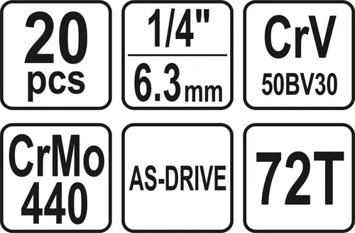 Zestaw narzędziowy 1/4", 20szt. Yato YT-14491