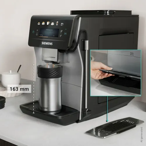 Ekspres Siemens EQ600 iAroma Inox Silver TP603E07 Szerokość 28,1cm