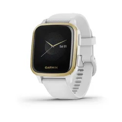 Smartwatch Garmin Venu Sq - Jasnozłota ramka z aluminium z białą kopertą i silikonowym paskiem (010-02427-11)