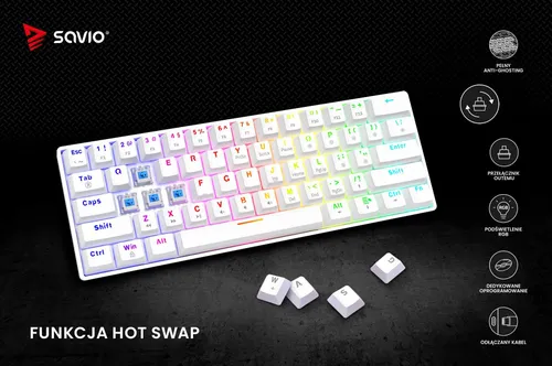 Klawiatura mechaniczna Savio Whiteout X2 Outemu Blue Hot Swap Biały