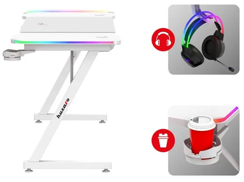 Biurko gamingowe HUZARO Hero 3.3 RGB Biały