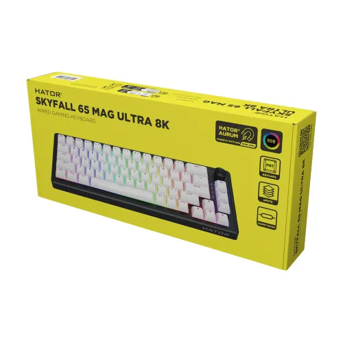 Klawiatura magnetyczna Hator Skyfall 65 MAG Ultra 8K Aurum Ice Czarno-Szary