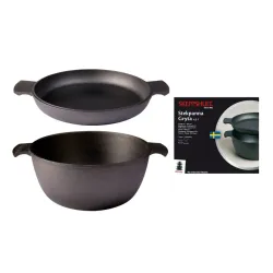 SKEPPSHULT Master 4,5 l czarny - zestaw garnek i patelnia żeliwne
