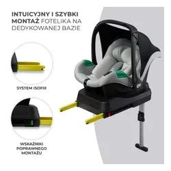 Fotelik samochodowy KINDERKRAFT Mink Pro I-Size z bazą 40-75 cm (0-13 kg) Szary