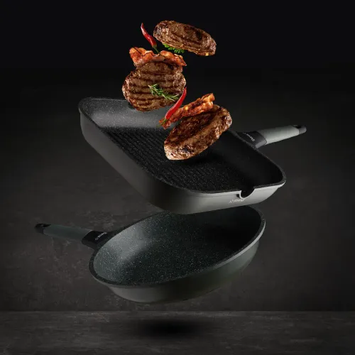 Patelnia nieprzywierająca z pokrywką STARKE PRO VIRIDI DEEP 24 cm