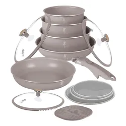 Zestaw patelni i garnków BERLINGER HAUS Taupe Nordic BH-8422 (13 elementów)
