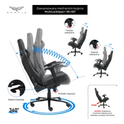 Fotel GAMVIS Elite 2.0 Pro XXL Czarny (czarne elementy)