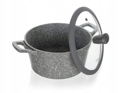 Garnek granite szary 24 cm do gotowania POKRYWKA 4,3 L jedzenia obiadu