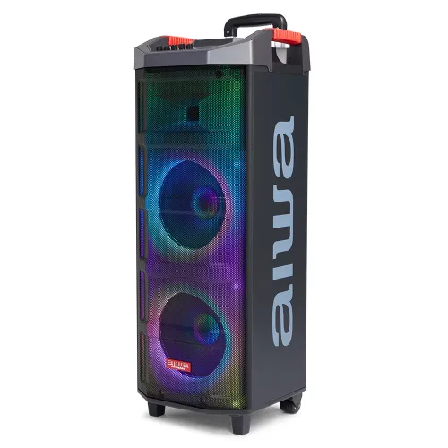 Power Audio Aiwa KBTUS-710MKII 90W Bluetooth Radio FM Mikrofon Karaoke Czarny
