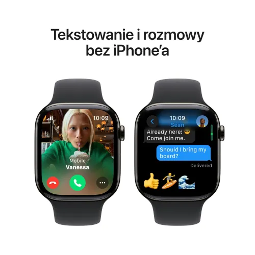 Apple Watch Series 10 GPS + Cellular koperta 42mm tytan łupek pasek sportowy czarny S/M