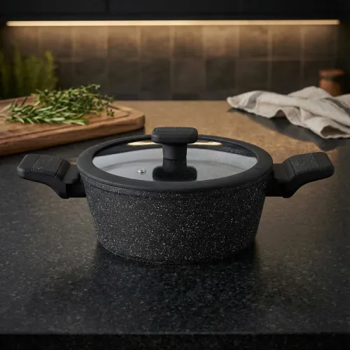 Garnek aluminiowy z pokrywką STARKE PRO CERES MARBLE 1,2 l